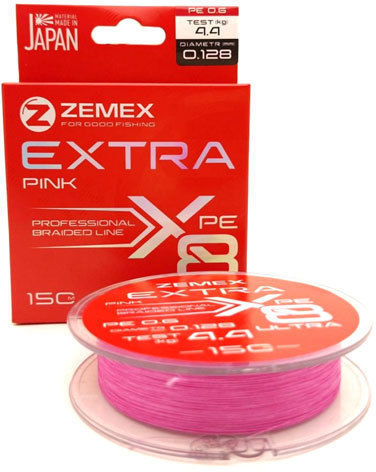 ZEMEX Плетеный шнур Extra x8 150 метров Pink 0.6 pe 0.128мм