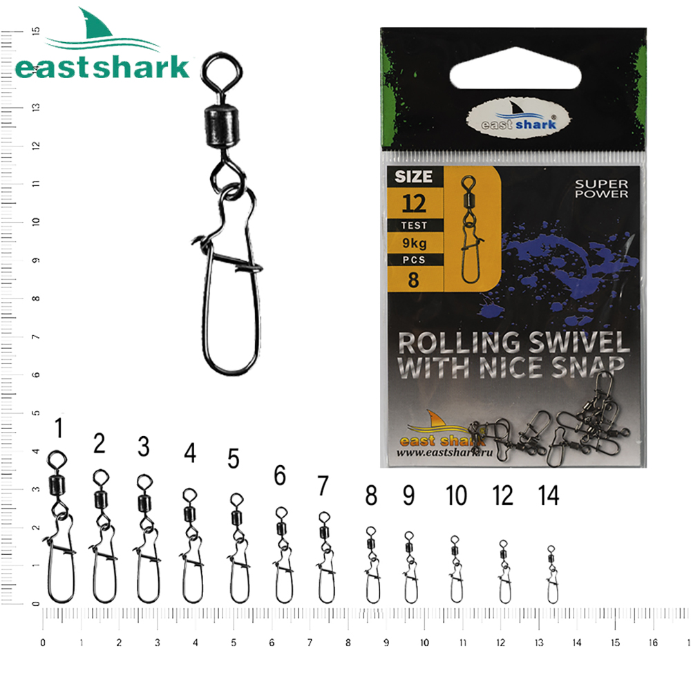 EASTSHARK Вертлюг с карабином Американка №1 5шт